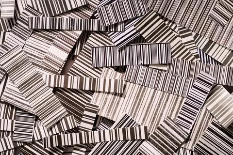 Close-up of a group of barcodes of different sizes. Stock-Fotos