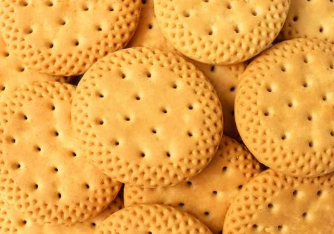 Close up group of crackers background, Round crackers as background Stock Photos