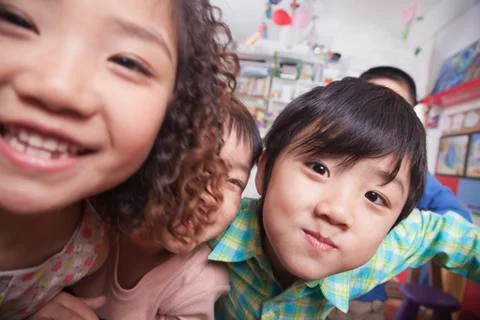 Close Up of a Group of Kids Stock Photos