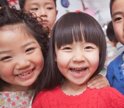 Close Up of a Group of Kids Stock Photos