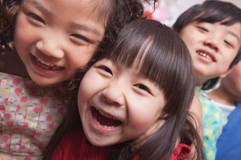 Close Up of a Group of Kids Stock Photos