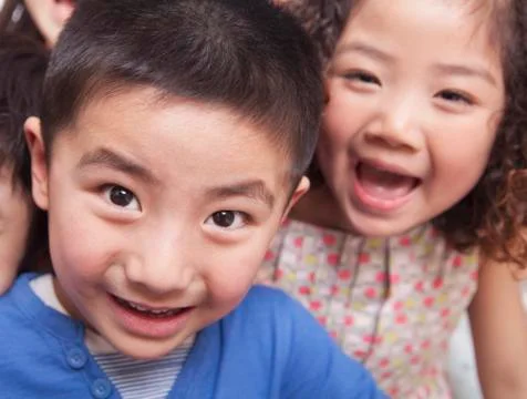 Close Up of a Group of Kids Stock Photos