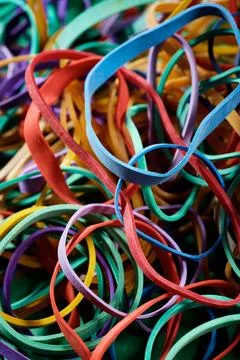 Close-up of a group of rubber bands Stock Photos