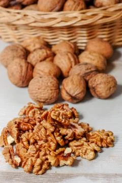Close up of group of walnuts Stock Photos
