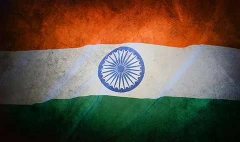 Close-up of grunge India flag Stock Photos