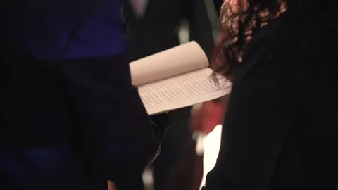 Close up of guest list check during event entrance management indoor venue Stock Footage 334428740