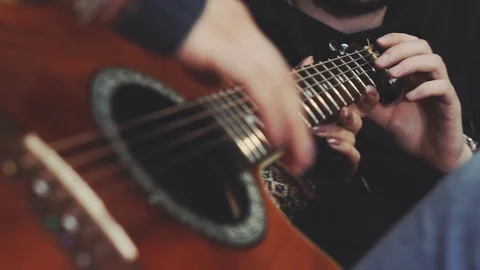 Close up of guitar player Stock Footage 86705808