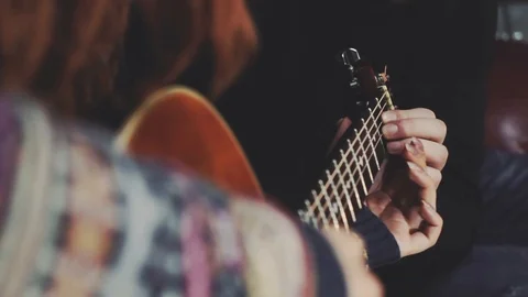Close up of guitar player Stock Footage 86705813