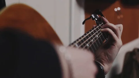 Close up of guitar player Stock Footage 86705919