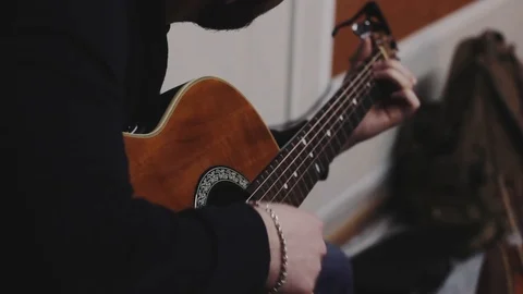 Close up of guitar player Stock Footage 86705991