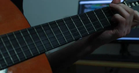 Close up of a guitar player Stock-Footage 155573368
