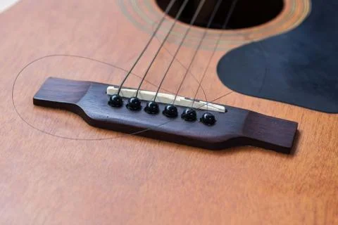 Close up of guitar with torn string Foto stock