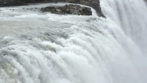 Close up of Gullfoss waterfall in slow motion, Iceland Stock Footage 89464410