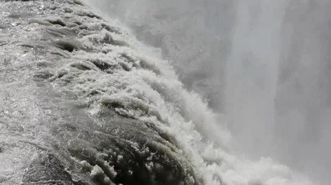 Close up of Gullfoss waterfall on sunny day, Iceland Stock Footage 33795316