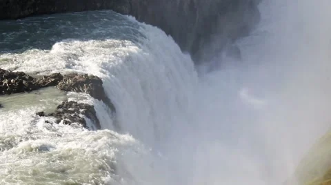 Close up of Gullfoss Waterfall,Iceland Stock Footage 52397756