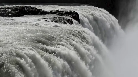 Close Up Of Gullfoss Waterfall,iceland Stock Footage 83310166