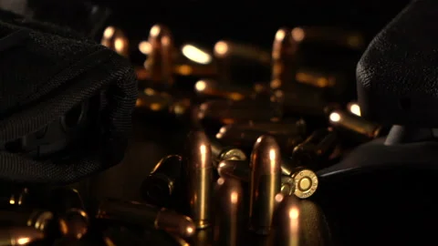 Close up gun 9mm pass Stock-Footage 197013208