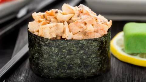 Close up of gunkan sushi Stock Photos