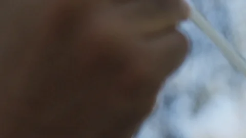 Close Up On Guy Blowing Bubbles, Slow Motion Stock Footage 125963887
