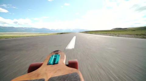Close up of a guy on his longboard skate, front view Stock Footage 65483888