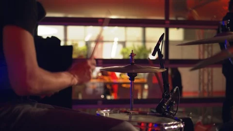 Close Guy playing hi hat slowmo Stock Footage 118962674