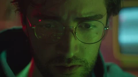 Close-up of hacker face, stealing information, preparing to break password Stock Footage 160484621