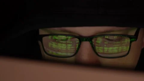 Close-up Hacker or Spy, Hacking Another's Network Stock Footage 151313445