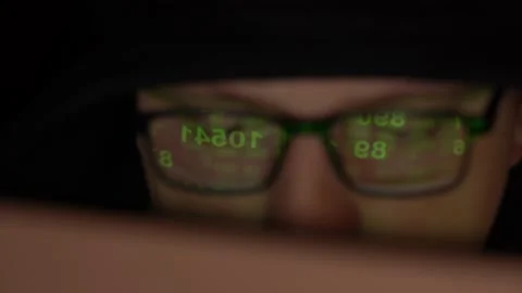 Close-up Hacker or Spy Hacking the Network Stock Footage 151531370