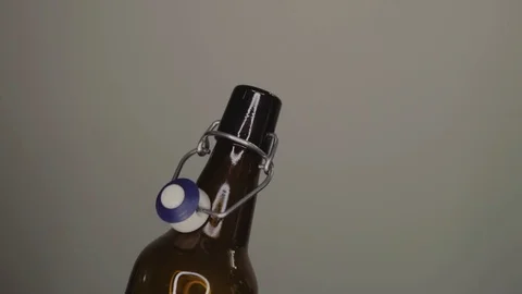Close up hads clinking glasses with beer bottles against white background. Slow Stock Footage 116039917