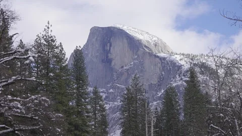 Close-up of Half Dome seen from Sentinel Bridge Stock Footage 263853670