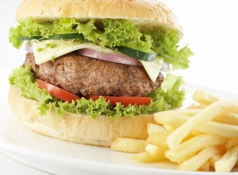 Close-up on hamburger Stock Photos