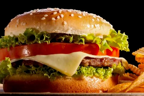 Close up of a hamburger Stock Photos