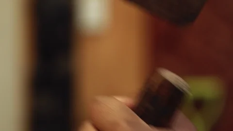 Close up hammer hitting chisel Stock Footage 89594418