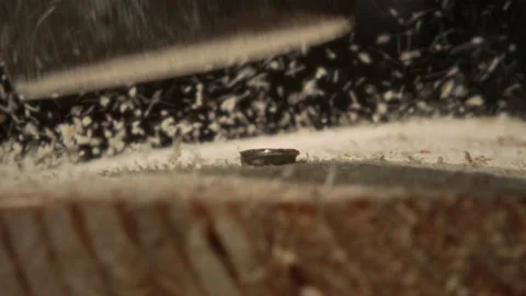 Close Up of Hammer Striking Screw Head on Wooden Surface in Workshop Vídeo Stock 315462171