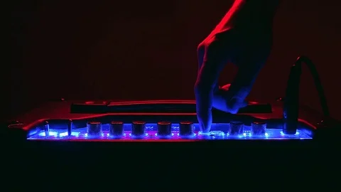 Close up of Hand Adjust EQ of Modern Amplifier 動画素材 124087378