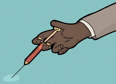 Close Up of Hand and Needle Stock Illustration