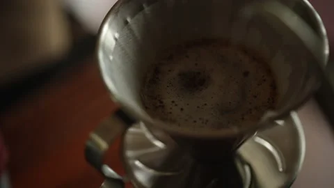 Close up hand of barista man making craft filter drip coffee in the morning. Stock-Footage 232649084