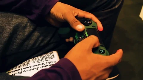 Close hand of boy that's playing game Video stock 114782641