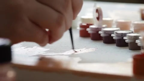 Close-up of the hand with the brush. Stock Footage 172073992