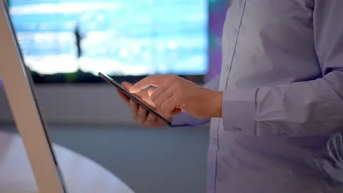 Close-up hand of business man using monitor tablet computer on background Stock Footage 170475671