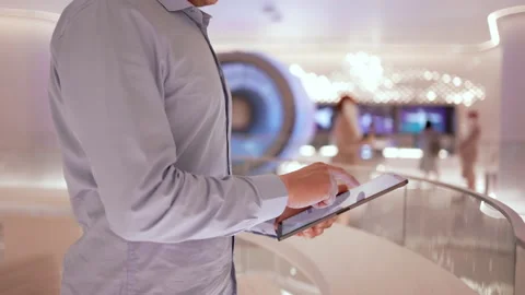 Close-up hand of business man using monitor tablet computer on background Stock Footage 170477563