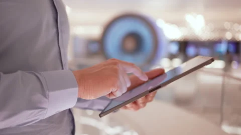 Close-up hand of business man using monitor tablet computer on background Stock Footage 170477598