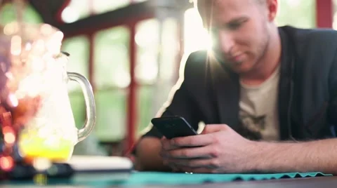 Close-up hand of business man working from home or workplace using smart phone Stock Footage 63356335