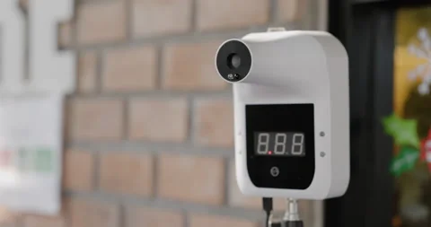 Close up of hand checking with thermometer to prevent COVID19 Stock-Footage 168128929