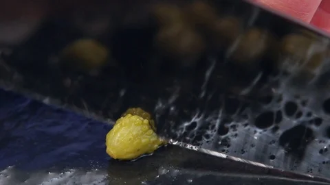 Close up hand chef hold knife cutting pickles cucumber. Sliced pickled cucumbers Stock Footage 120305675