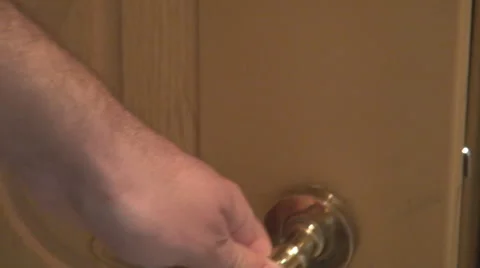 Close up hand closing entry apartment door lock secure house with key protection Stock Footage 41849420
