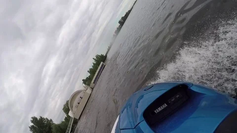 Close-up of a hand control a water scooter. water and river. sport Stock Footage 72072706