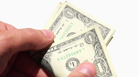 Close up on hand counting dollar bills Vídeo Stock 42969385