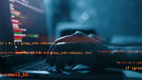 Close up hand of developing programming and coding technologies. Programmer hand Stock Footage 150556581