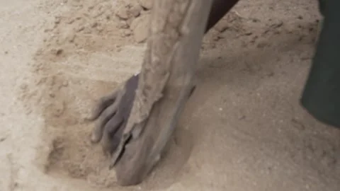 Close up of hand digging out sand from the ground. Stock Footage 319308889